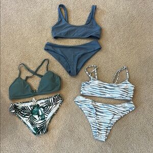 3 Blue and Green Women's Bikini bundle Set